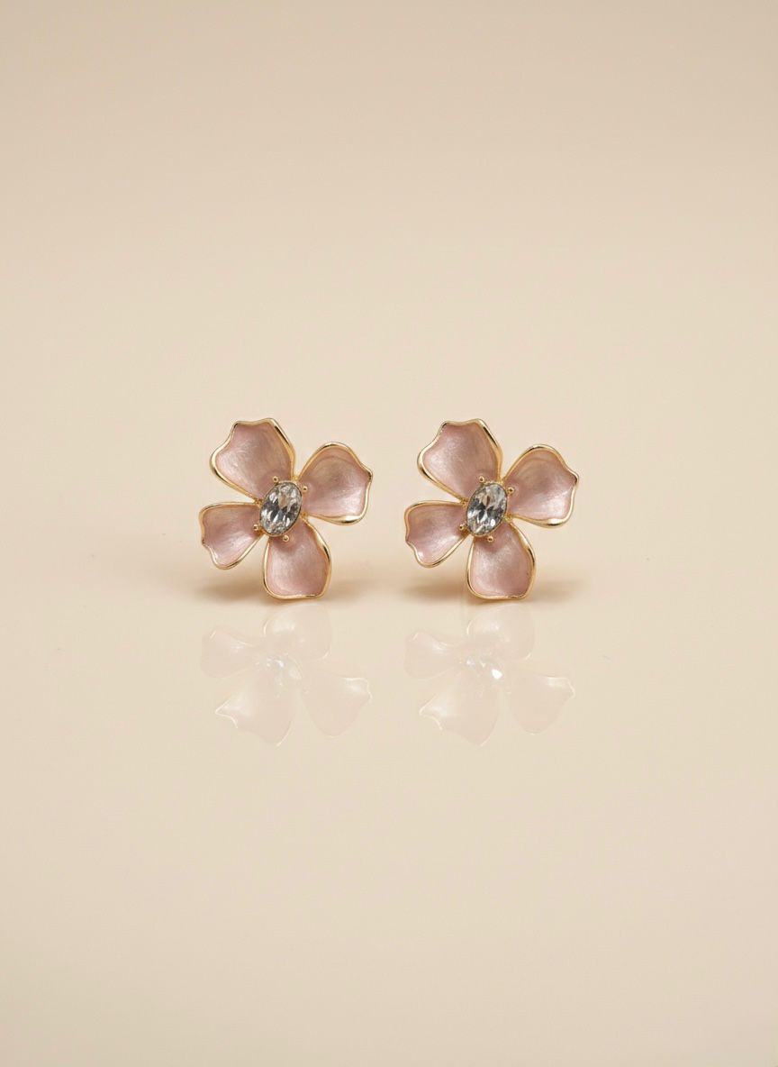 Enamel Flower Stud Earrings