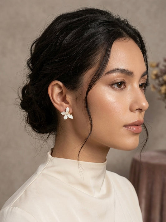 Pearl Frost Orchid Studs