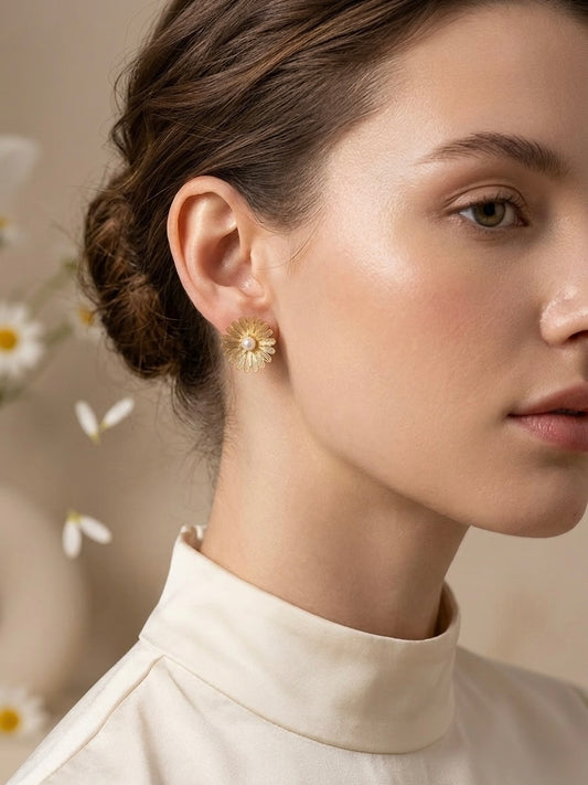 Golden Sunbeam Daisy Studs