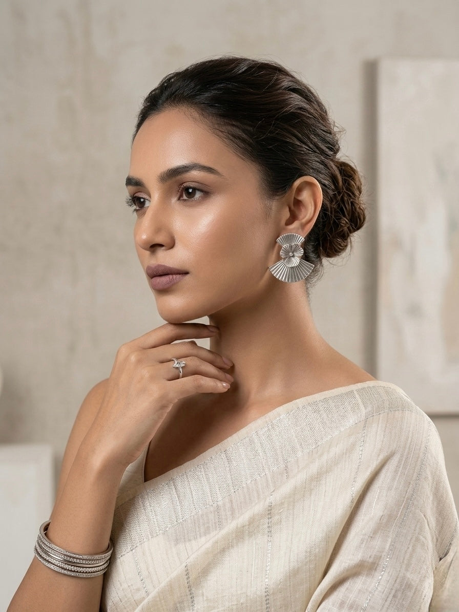 Silver Art Deco Bloom Studs