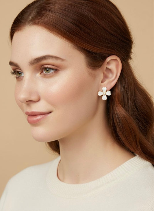Enamel Flower Stud Earrings