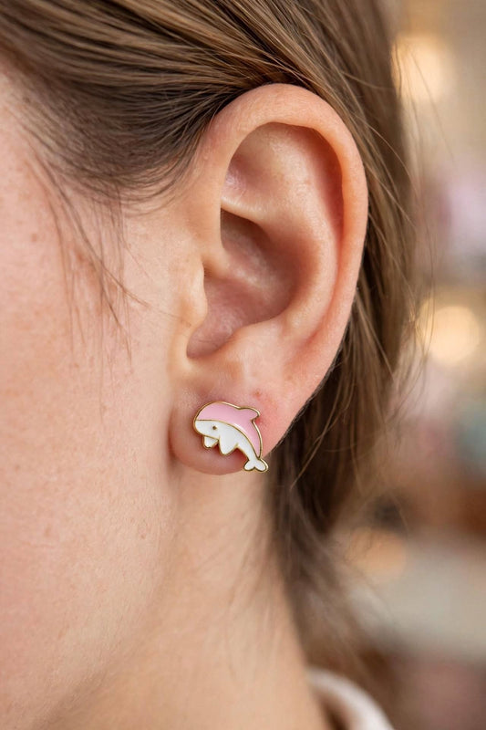 Dolphin Cute Enamel Stud Earrings