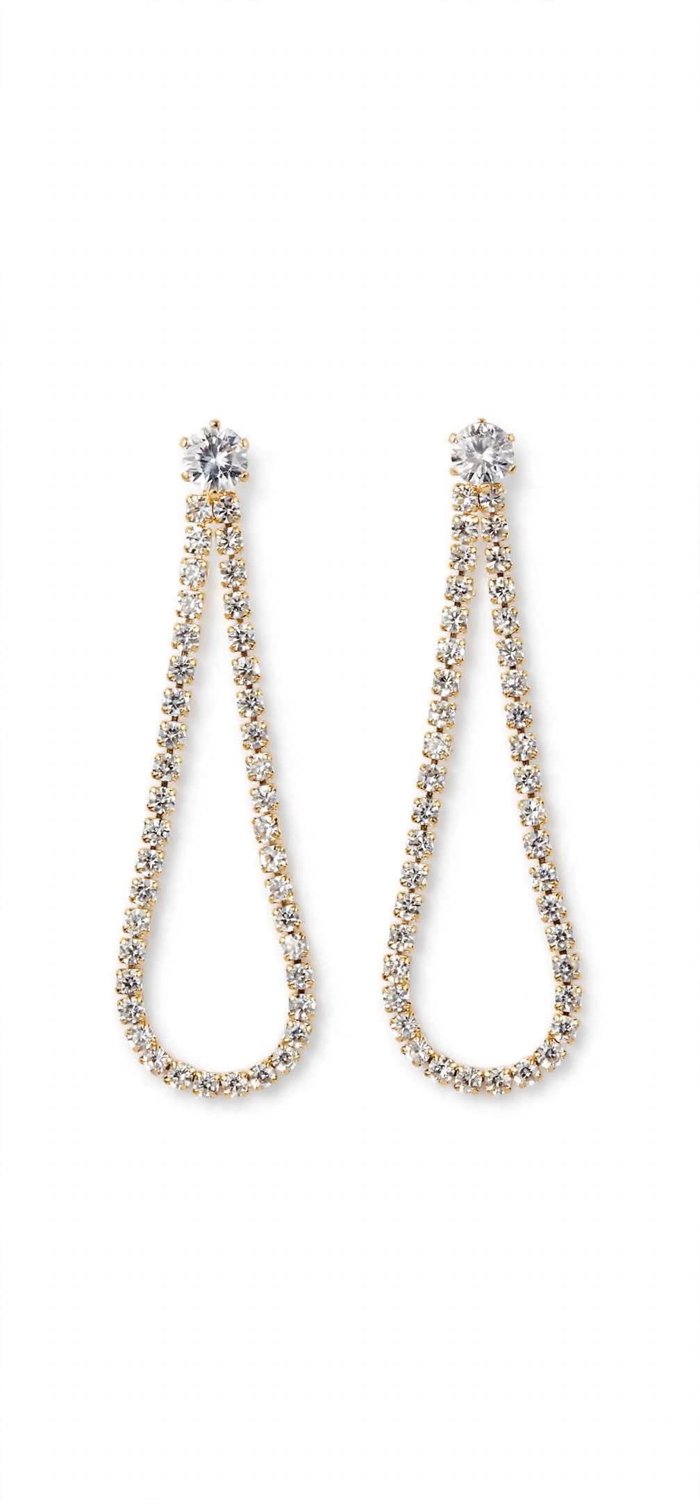 Aura Teardrop Diamond Cascade Earrings - Gold Plated