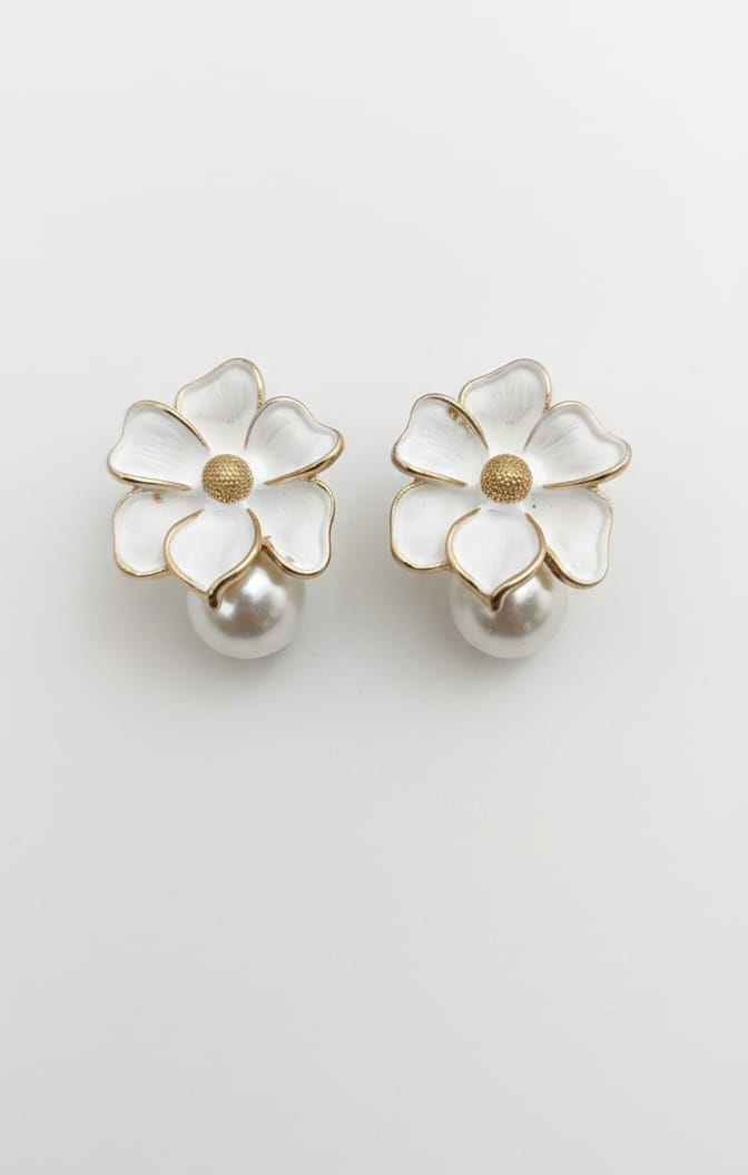 White Enamel Earrings