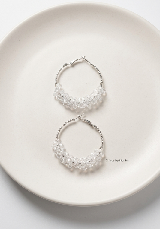 Crystal Cluster Hoop Earrings
