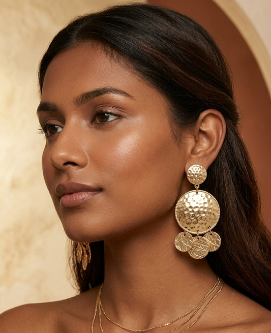 The hammered Soleil Drop Earrings