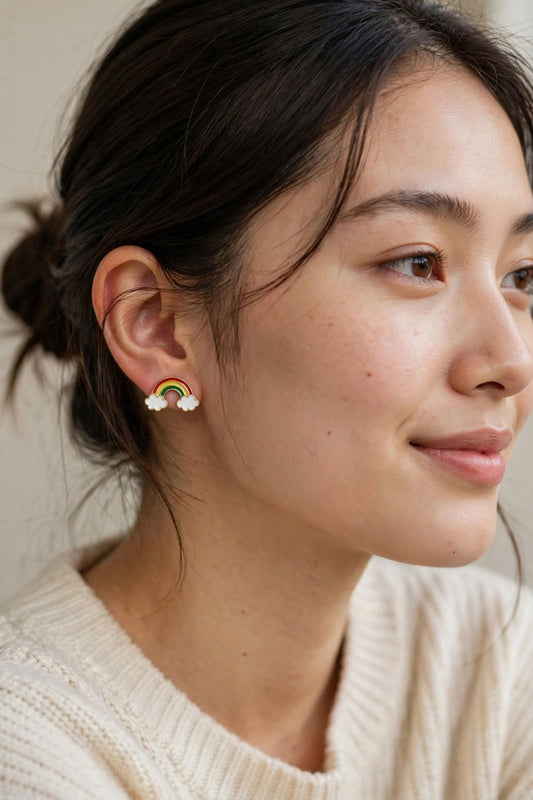 Over The Rainbow Cloud Stud Earrings