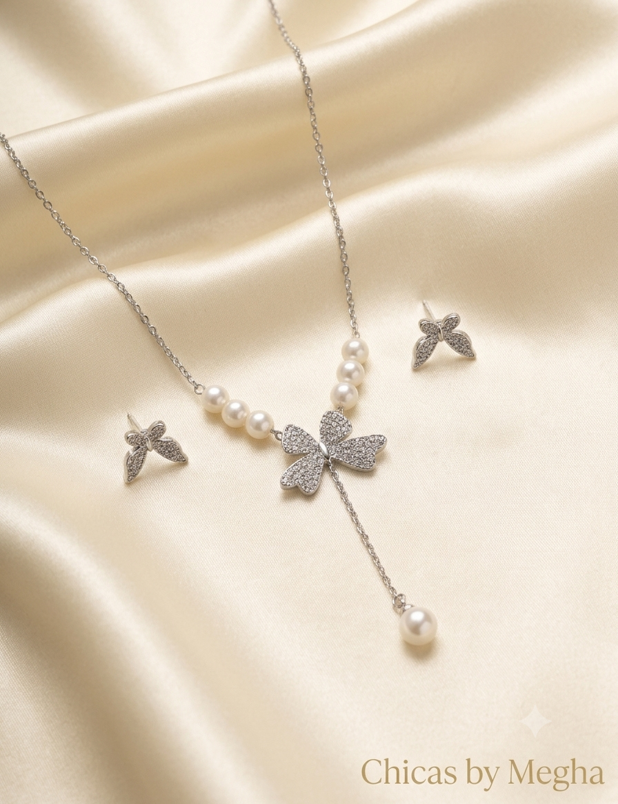 Flutter & Pearl Delicate Y-Necklace Set
