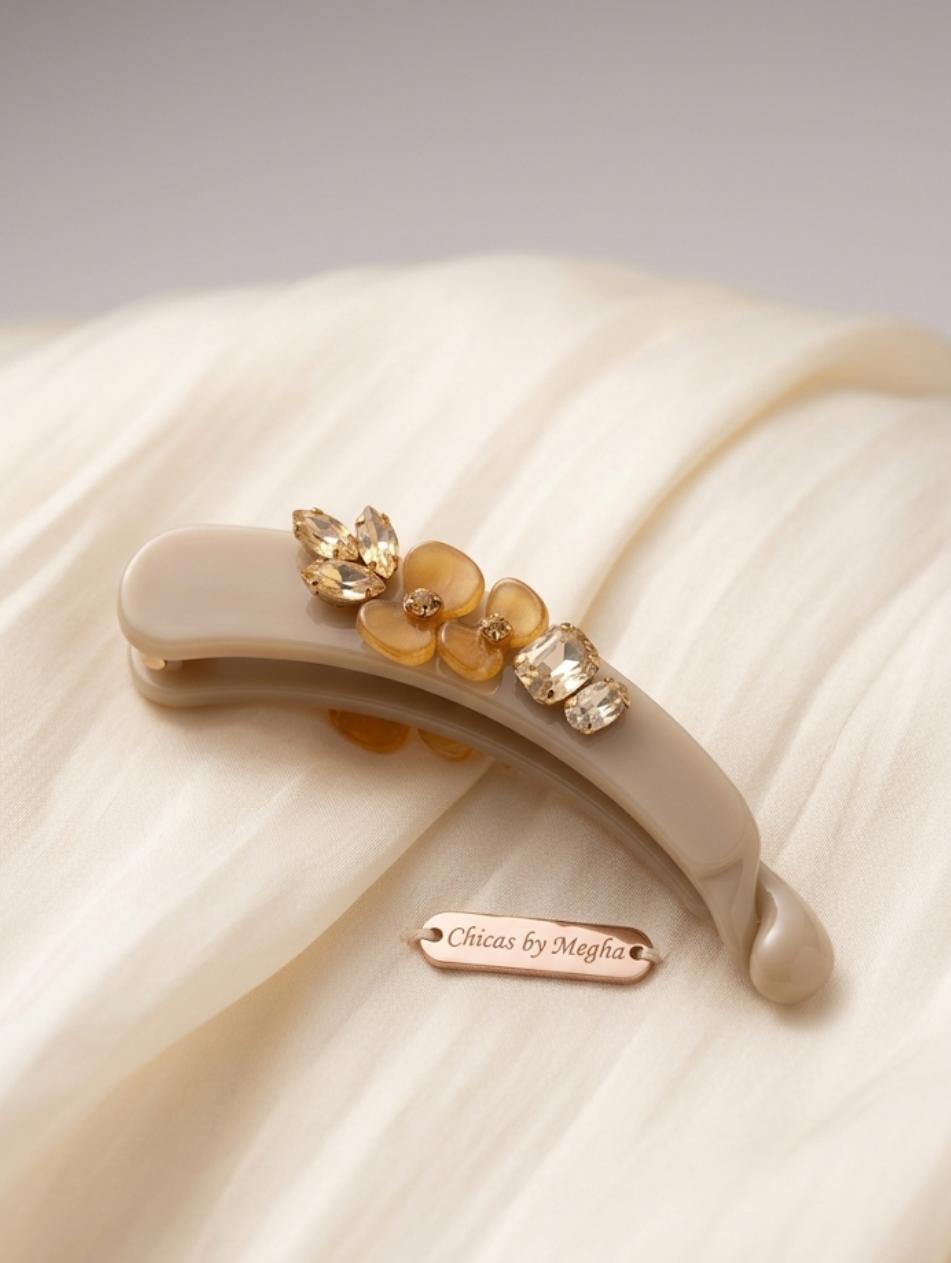 Crystal Floral Banana Clip