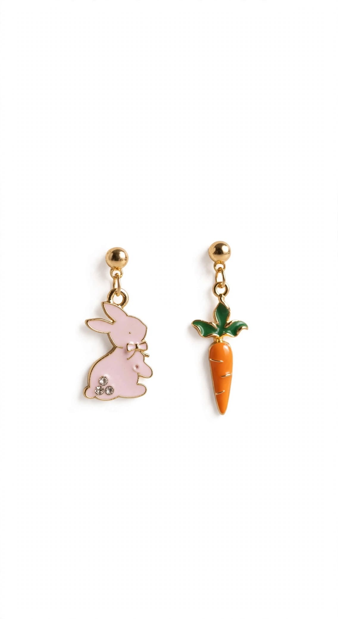 Bunny & Carrot - Dangle Mismatched Drop Earrings
