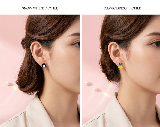 Snow White Mismatched Stud Earrings