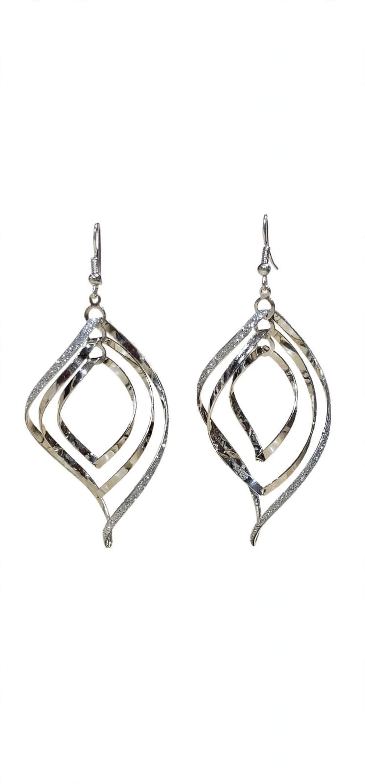 Aura Layers - Triple Teardrop Textured Silver Drop Earrings