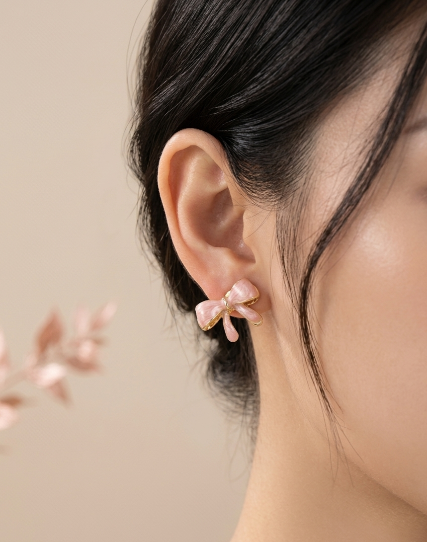 Coquette Enamel Bow Stud Earrings