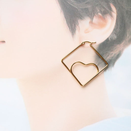Geometric Heart Hoop Earrings