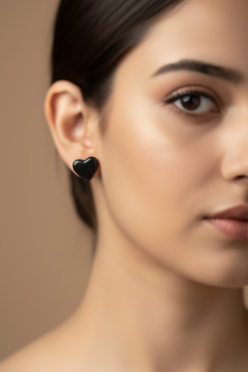 Marbled Heart Stud Earrings