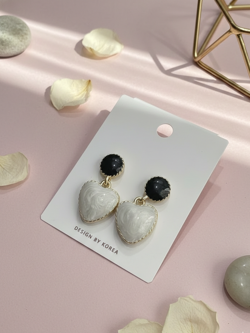 Sweetheart Marble & Shimmer Drop Earrings