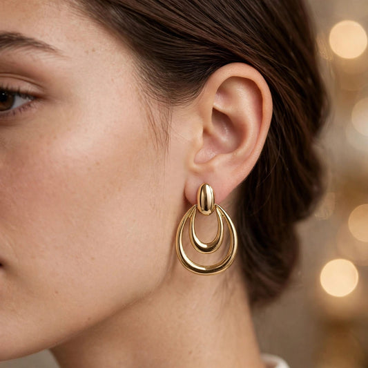 Infinity Double Hoop Drop Earrings