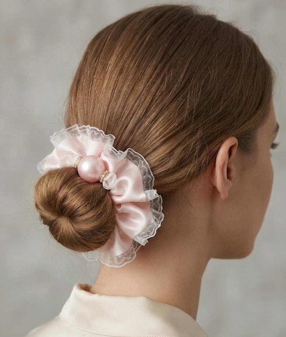 Pearl & Lace Satin Scrunchie 🦪