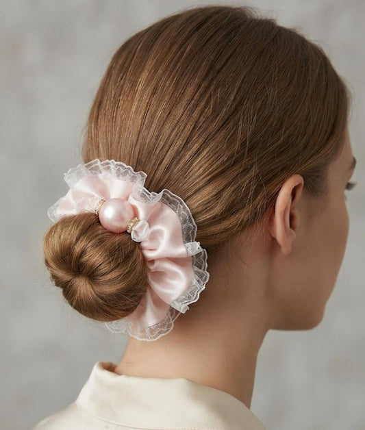 Pearl & Lace Satin Scrunchie 🦪