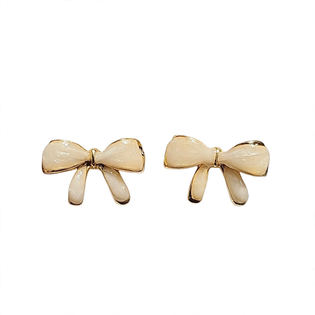 Belle Bow Cream Enamel Stud Earrings