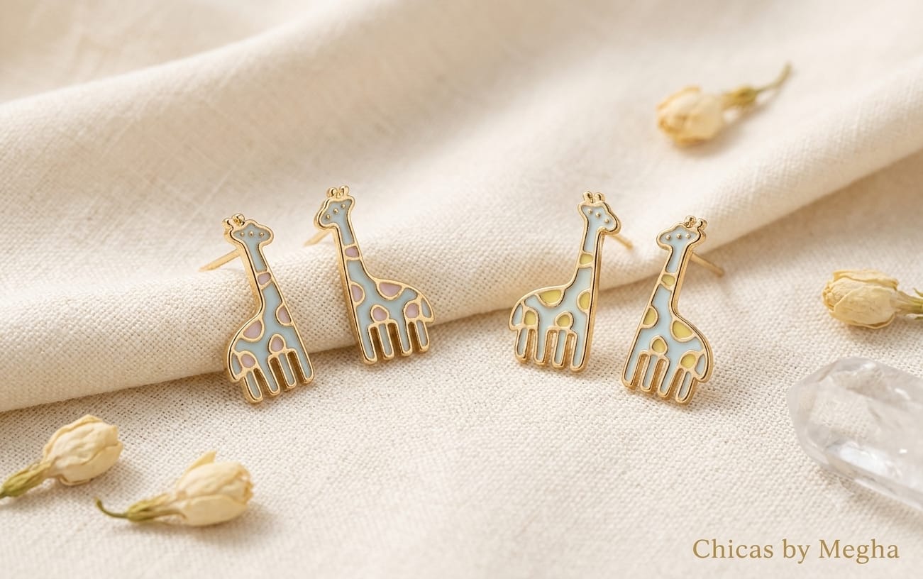 Dainty Giraffe Enamel Studs