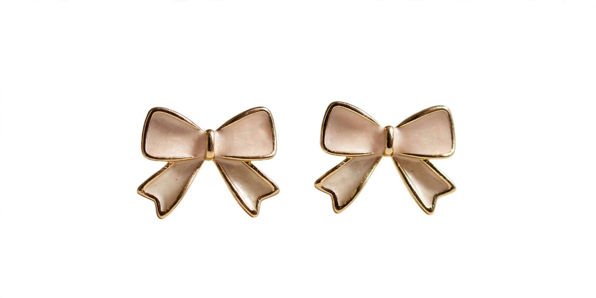 Belle Mini Bow Stud Earrings - Mother of Pearl