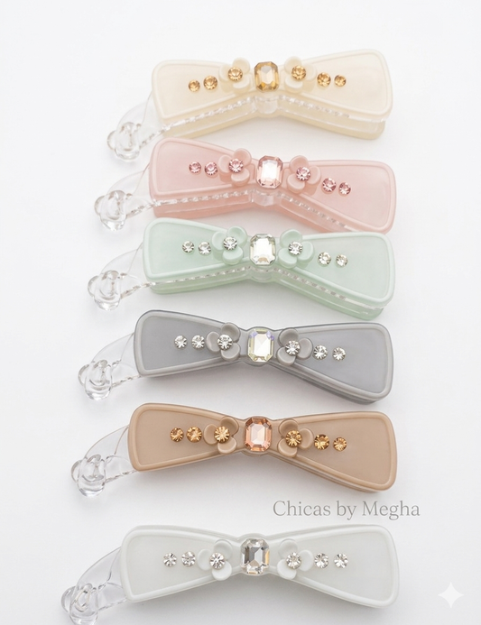 Crystal Bow Banana Clip