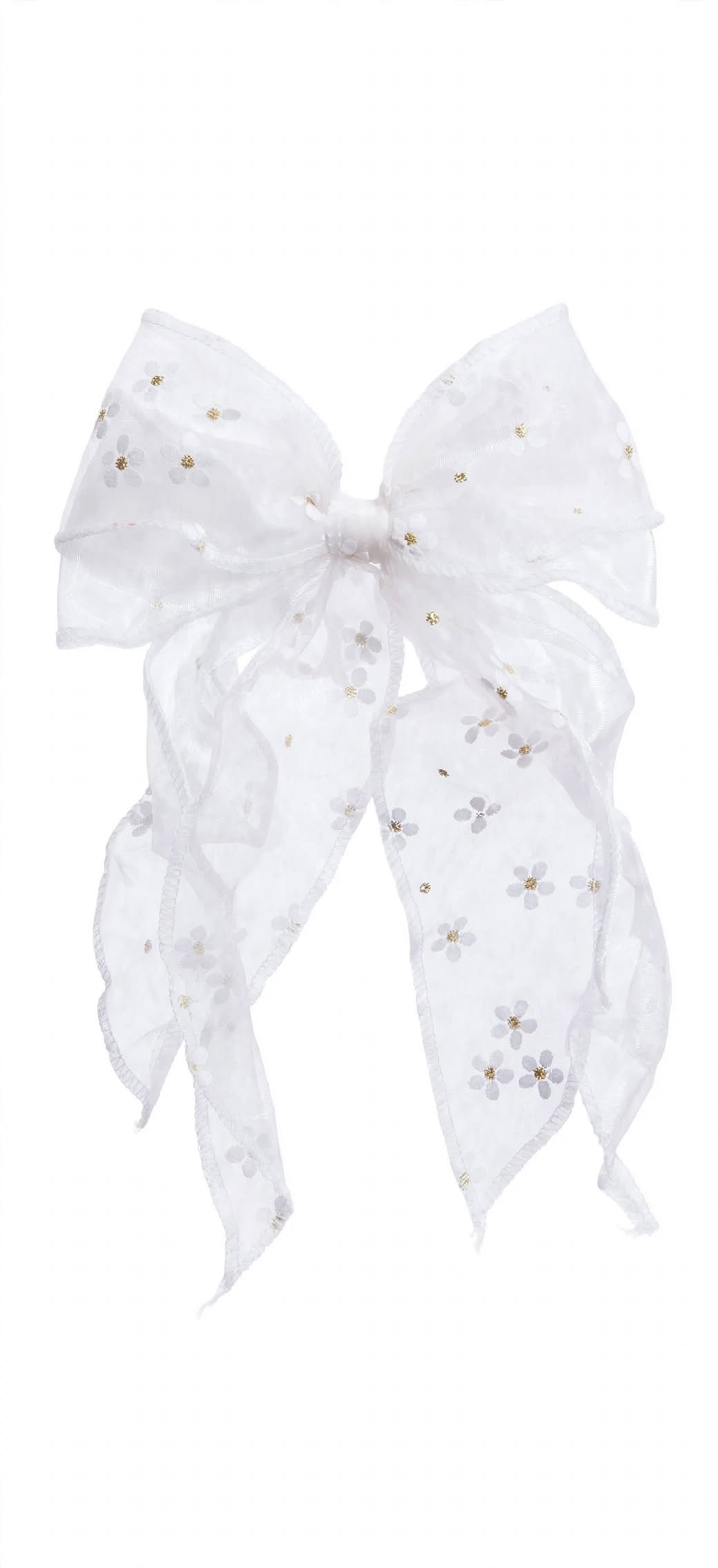 Floral Sheer Organza Bow Hair Bow Clip