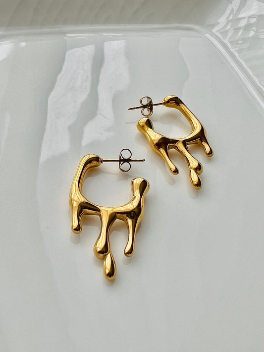 Gold drip Hoops