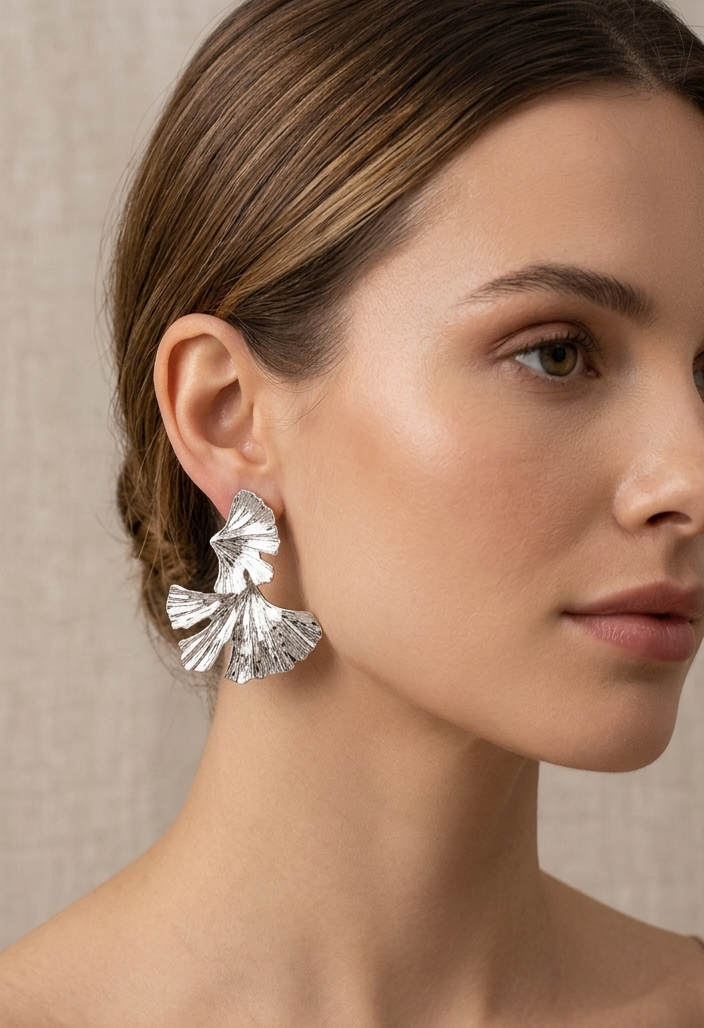 Floral Ginkgo Statement Studs