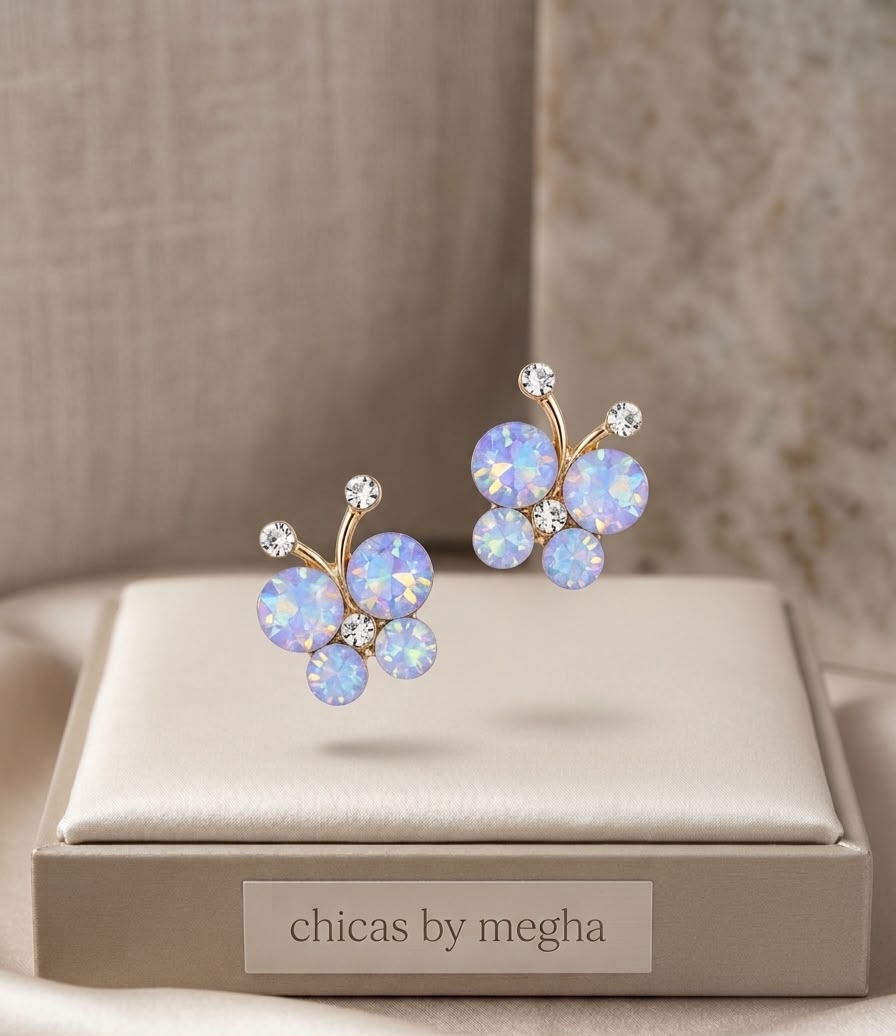 Crystal Flutter Butterfly Studs