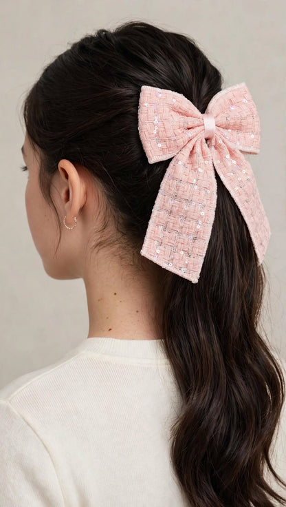 Lux Tweed Sequin Bow