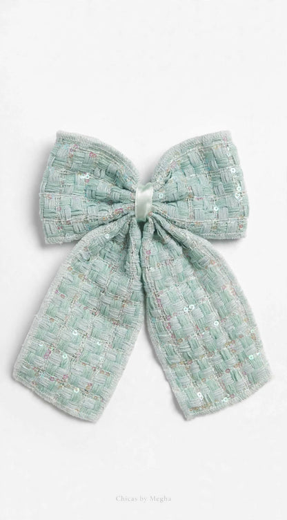 Lux Tweed Sequin Bow