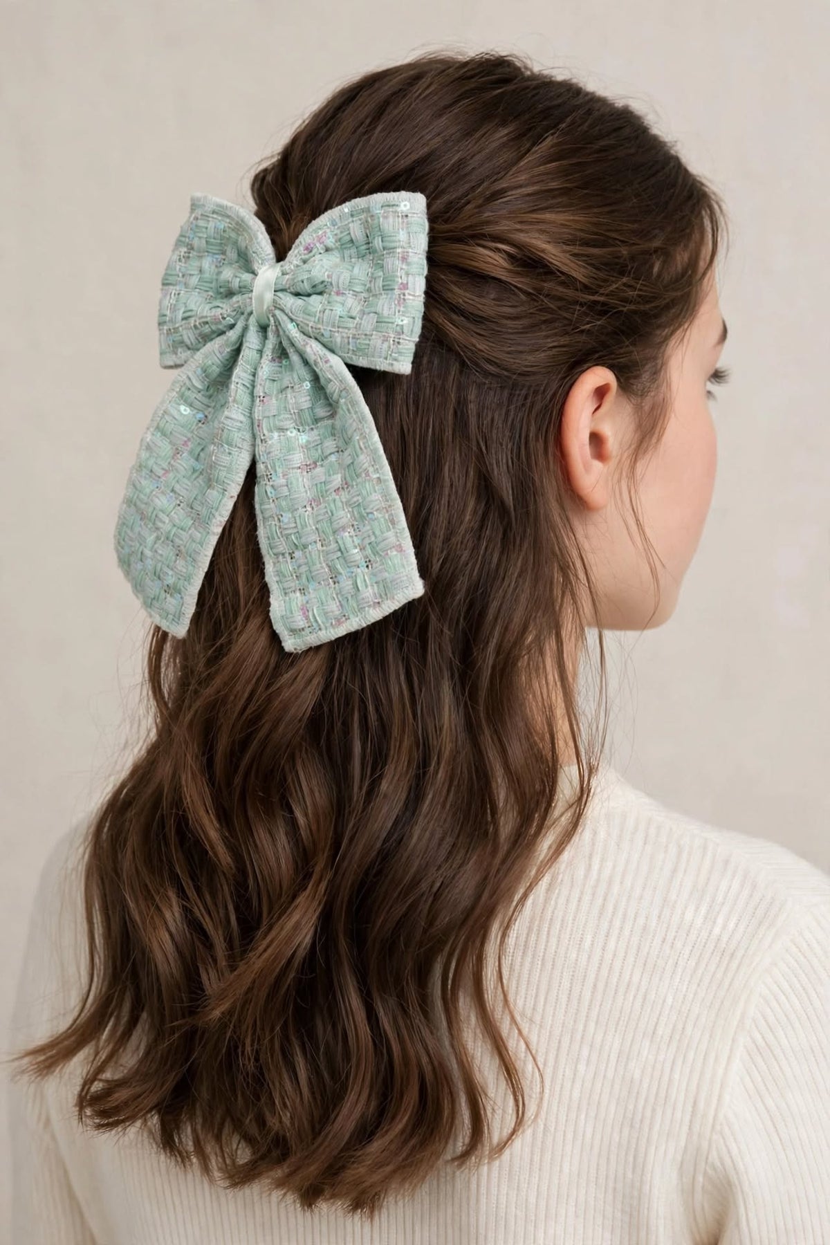 Lux Tweed Sequin Bow