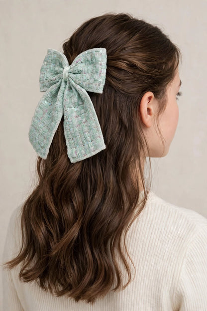 Lux Tweed Sequin Bow