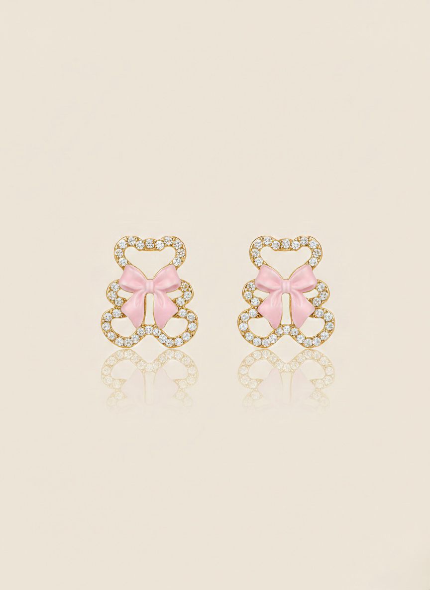 Enchanted Ribbon Bear Studs