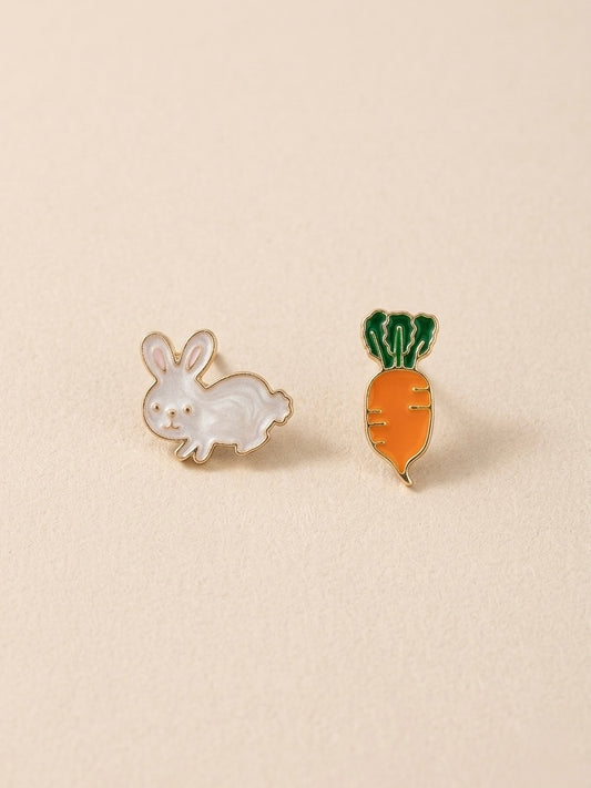 Bunny & Carrot Mismatched Studs