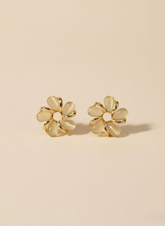 Gilded Petal Cat-Eye Studs