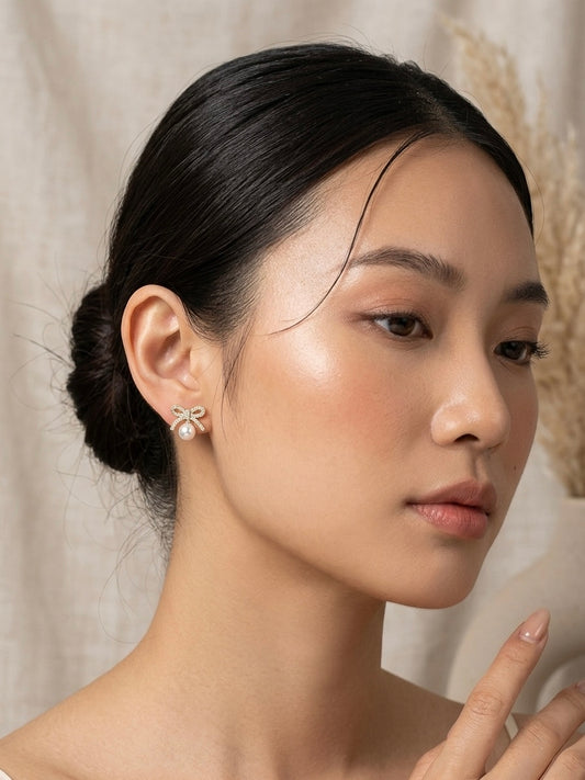 Pearl Ribbon Studs