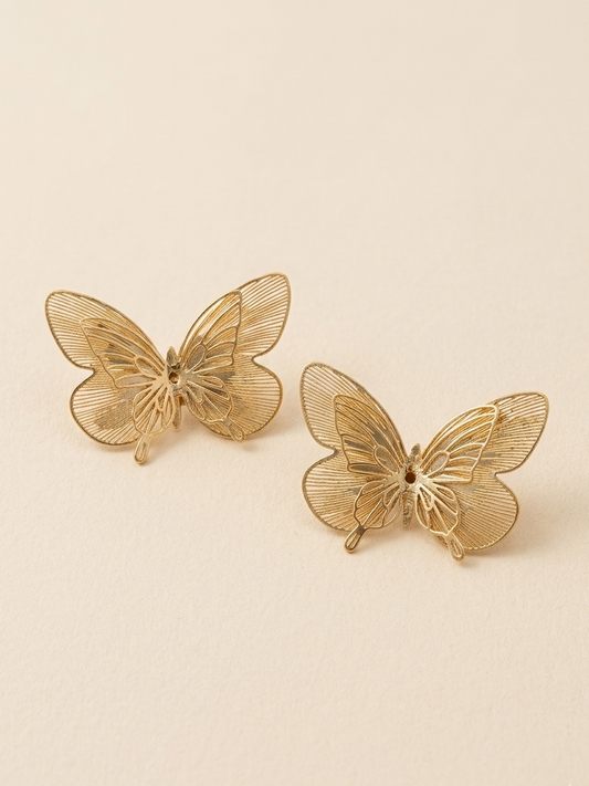 Golden Filigree Butterfly Studs