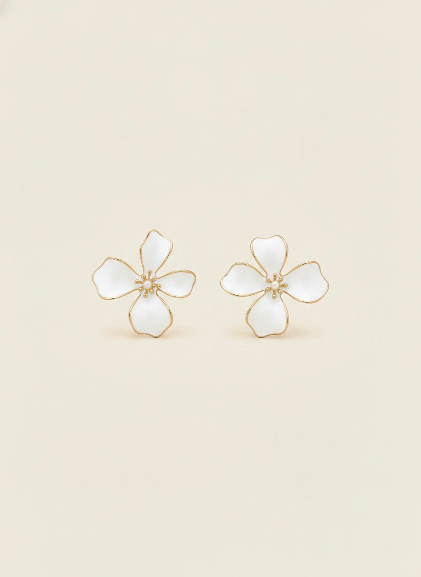 Enamel Flower Stud Earrings