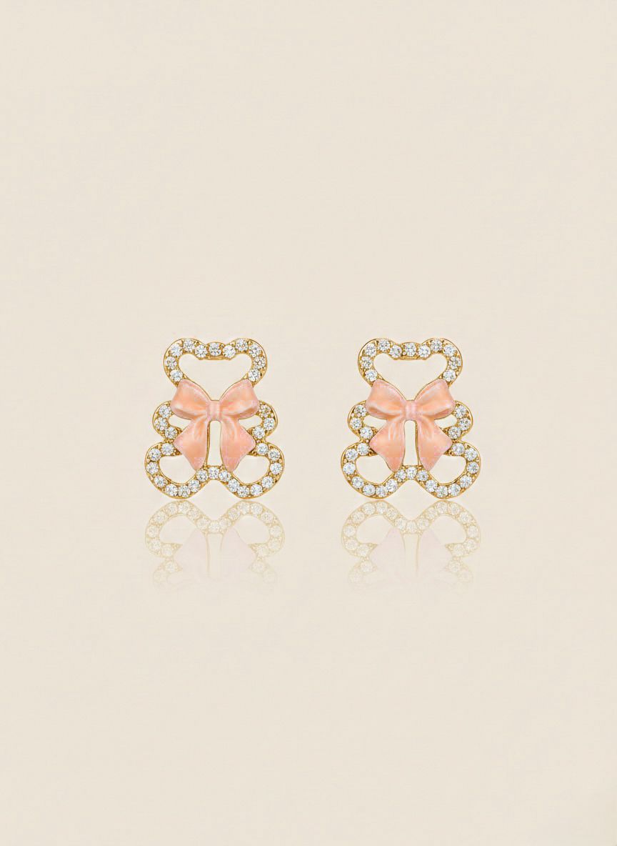 Enchanted Ribbon Bear Studs