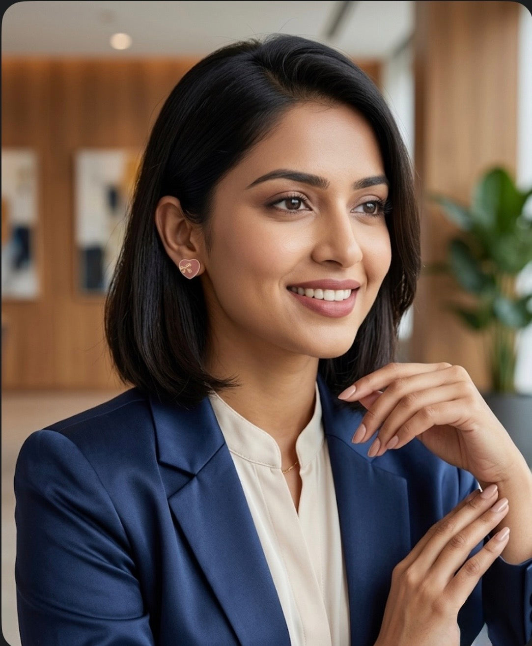 Golden Ribbon Heart Studs