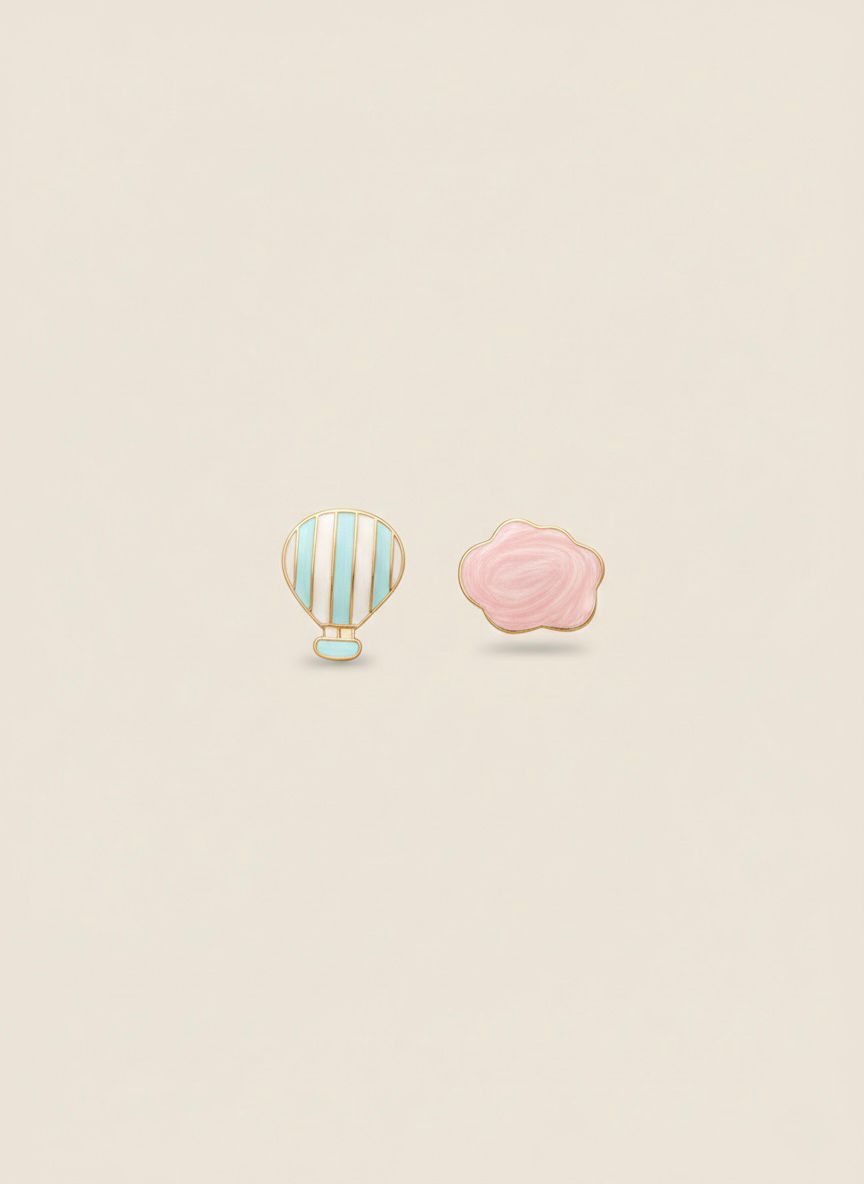 Whimsical Cloud & Balloon Mismatched Studs
