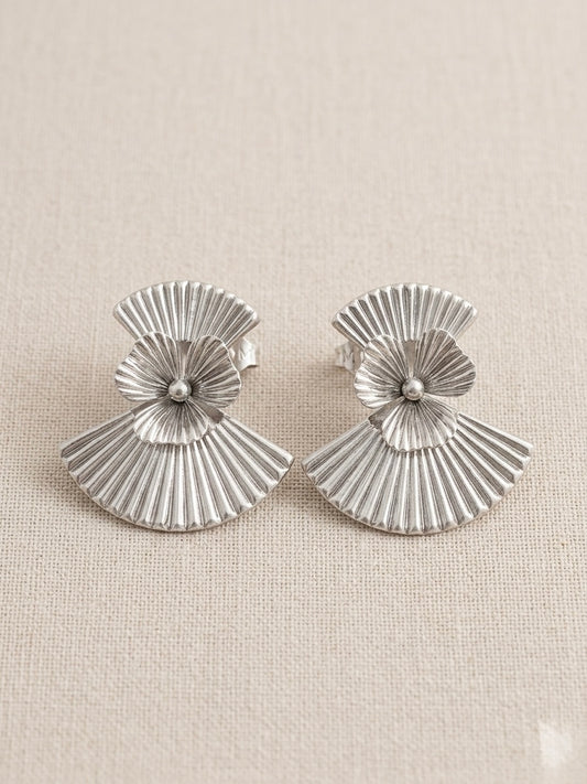 Silver Art Deco Bloom Studs