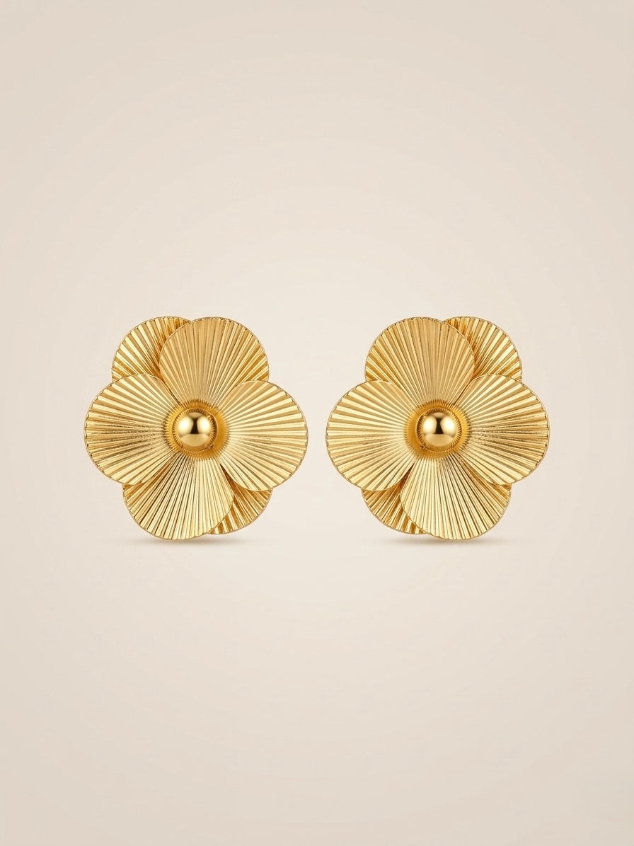 Gilded Radiance Floral Studs