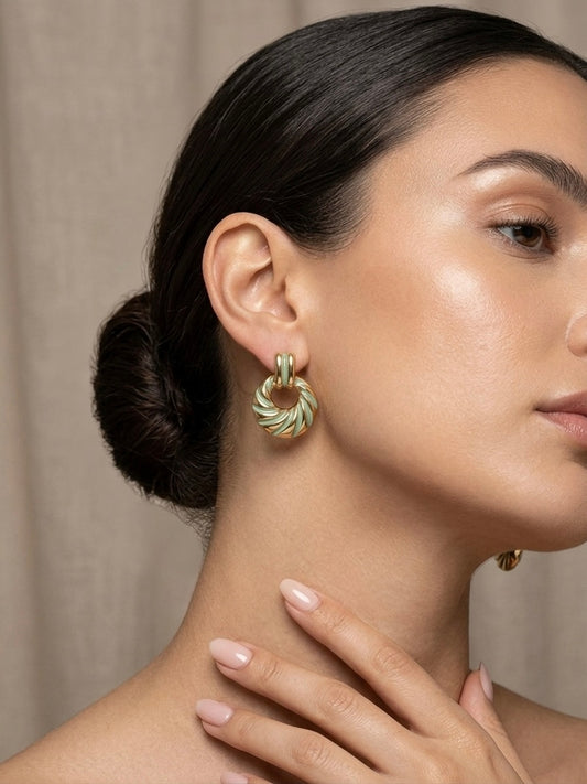 Sage Swirl Knocker Earrings
