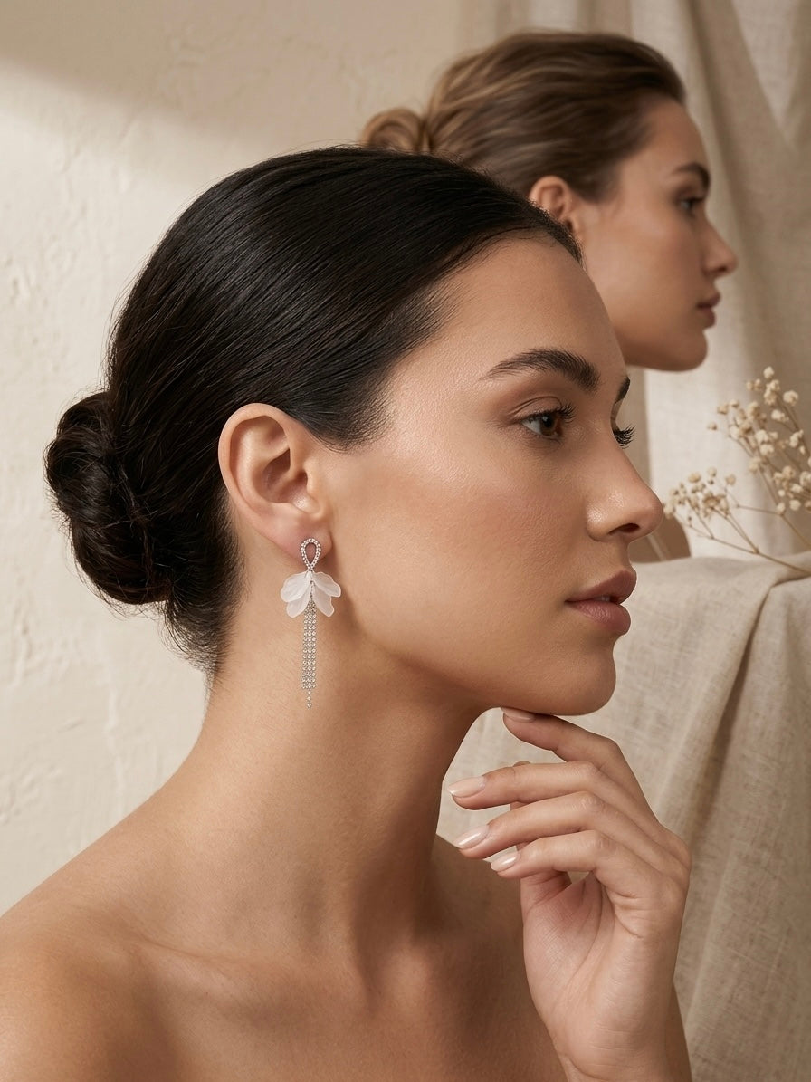 Frosted Petal Tassel Drops