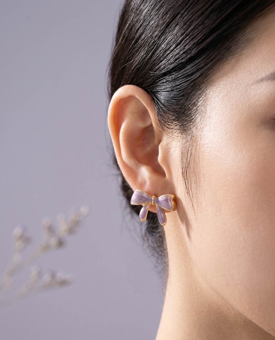 Coquette Enamel Bow Stud Earrings