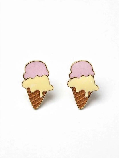 Sweet Scoop - Ice Cream Cone Stud Earrings